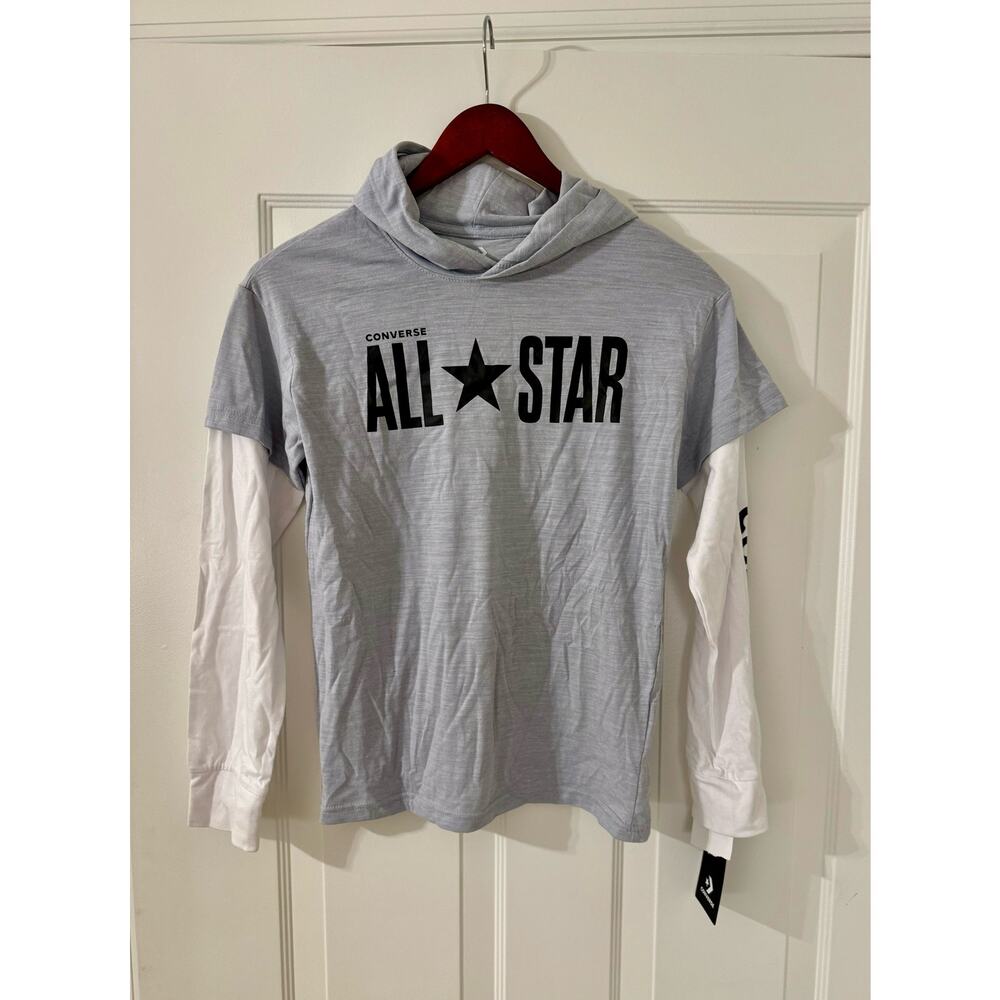 NWT CONVERSE All-Star Boys size Large long sleeve Tee lightweight hoodie kids